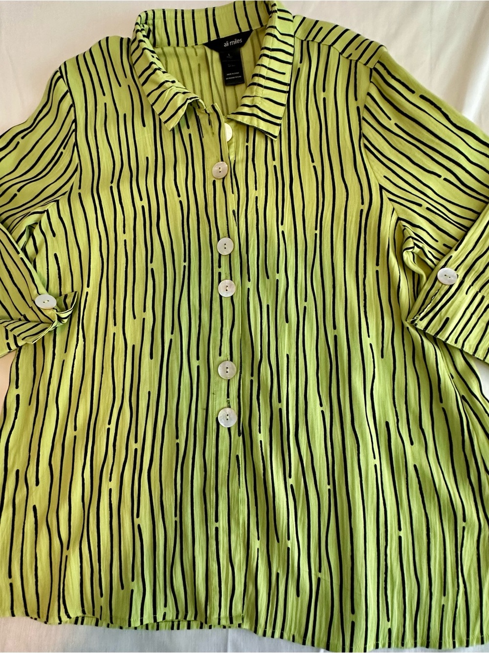 Ali Miles Button-Front Tunic business casual country club classic over size Y2K
